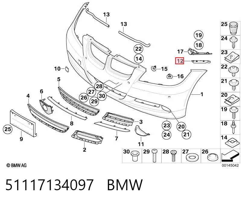 51117134097 BMW Soporte de parachoques delantero izquierdo