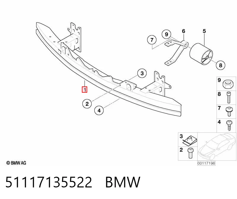 Refuerzo parachoque delantero BMW 7  (2001-2008)