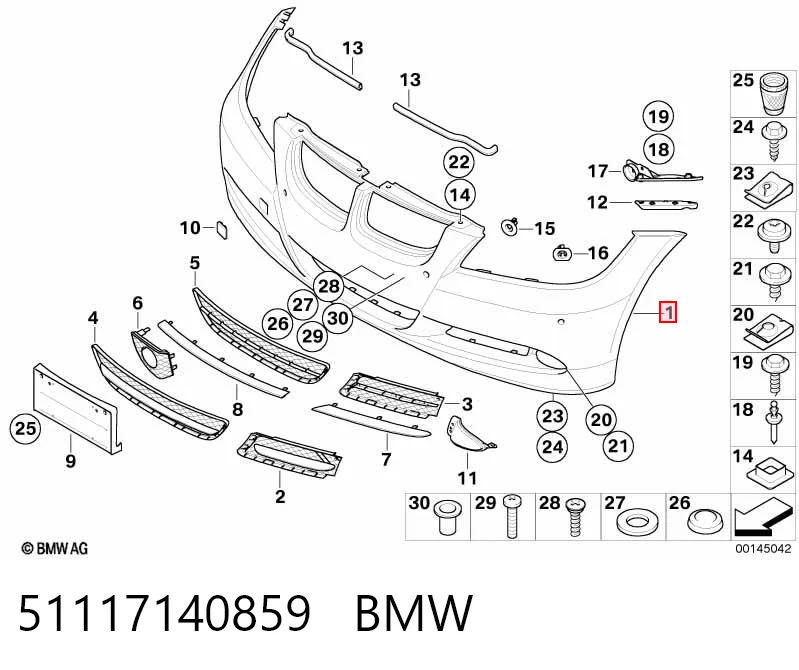 51117140859 BMW Paragolpes delantero