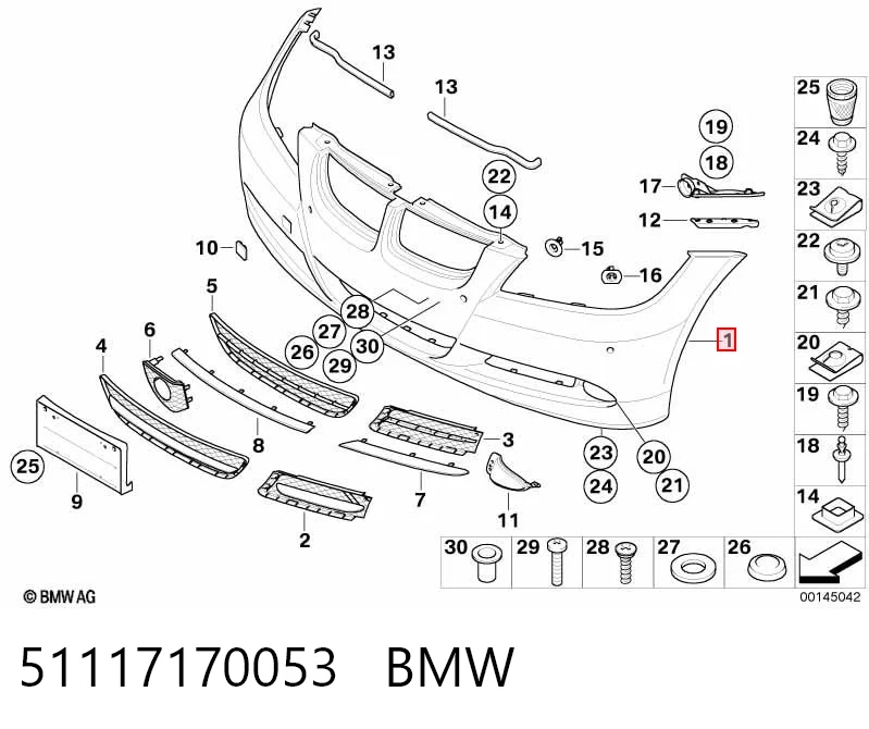 51117170053 BMW Paragolpes delantero