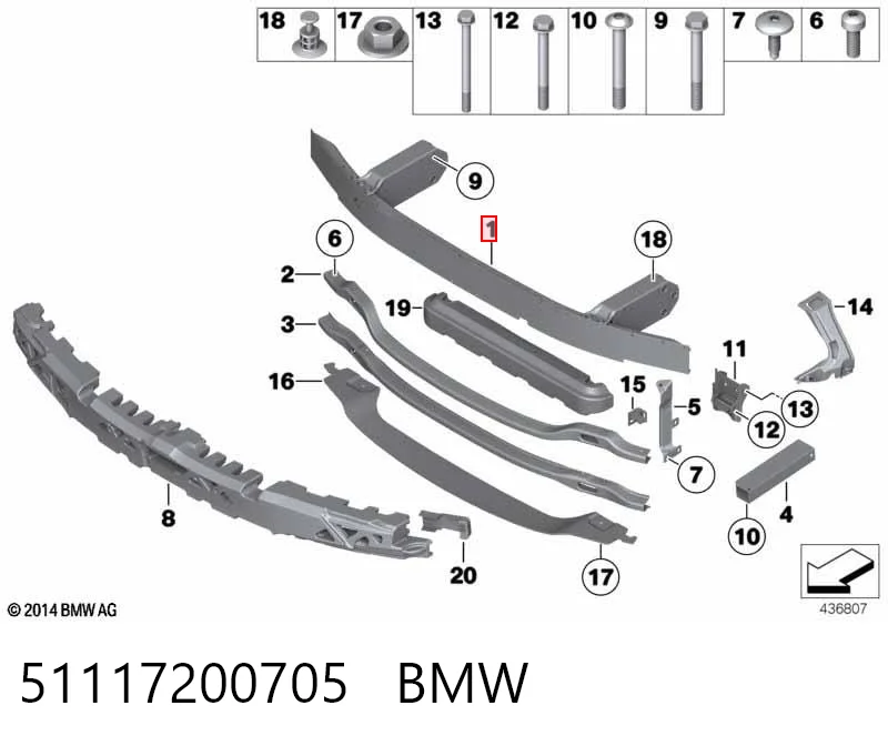 51117200705 BMW Refuerzo parachoque delantero