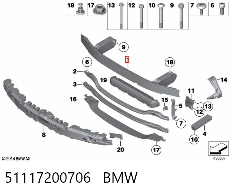 51117200706 BMW Refuerzo parachoque delantero