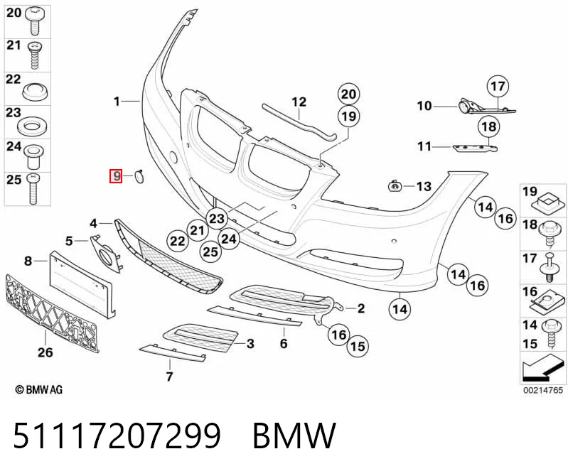 Tapa gancho de arrastre, delantera BMW 3 