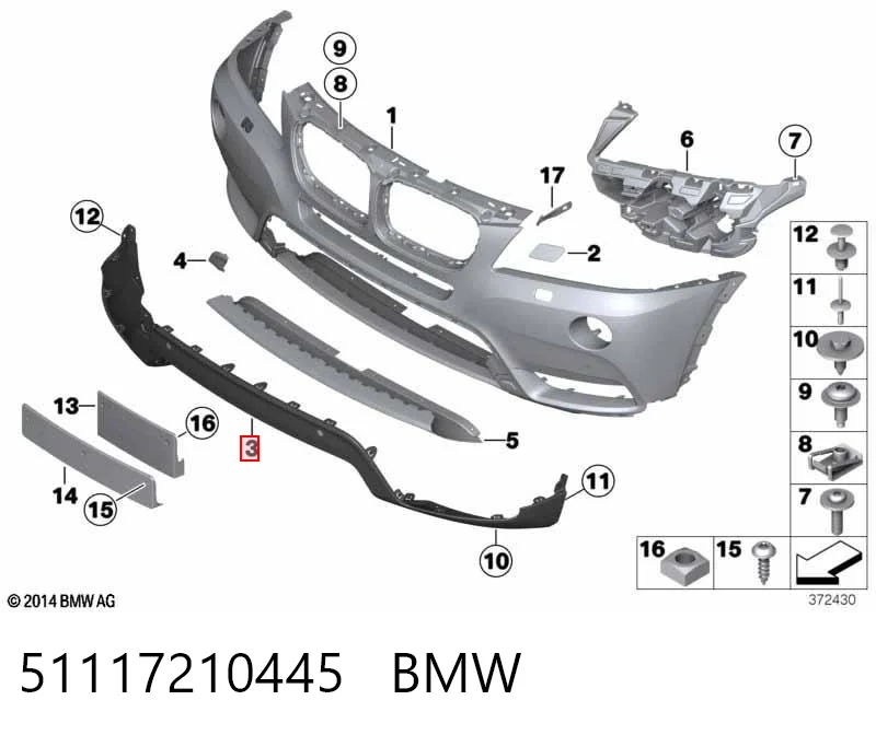 51117210445 BMW Alerón delantero
