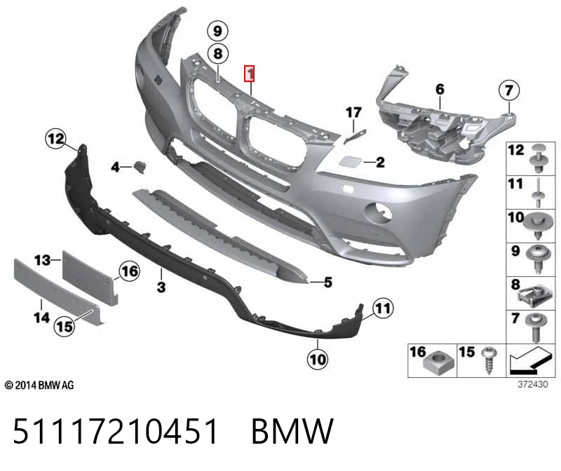 Paragolpes delantero BMW X3  (2010-2017)