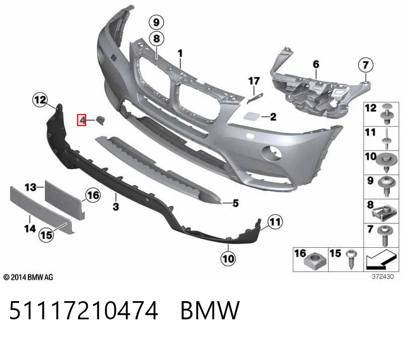 Comprar Tapa del gancho de remolque del parachoques delantero BMW X3  F25 a bajo precio