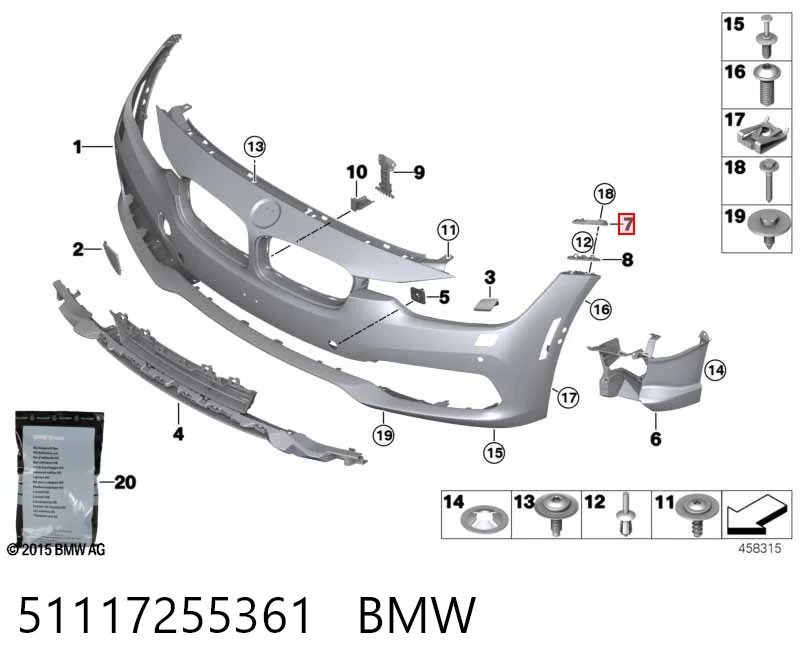 51117255361 BMW Soporte delantero izquierdo para aleta delantera