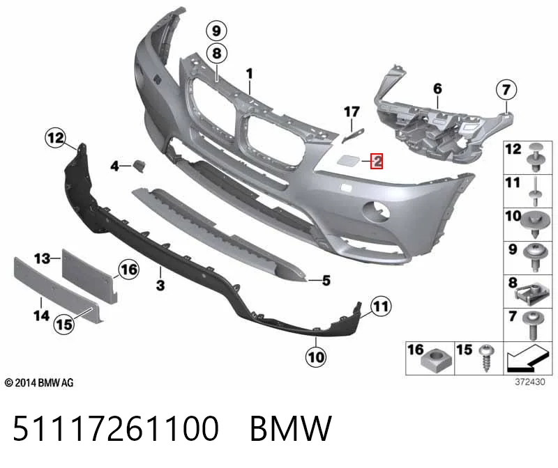 51117261100 BMW Tapa de boquilla lavafaros delantero