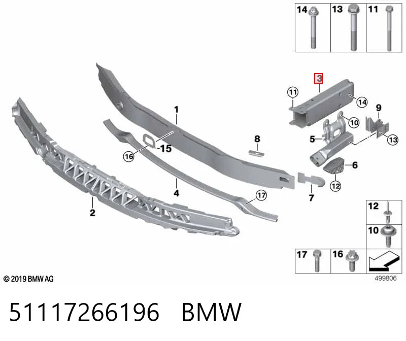51117266196 BMW Soporte del refuerzo del parachoques delantero