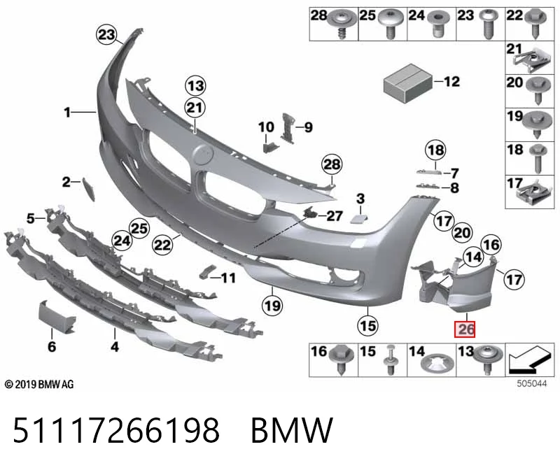 51117266198 BMW Soporte de fijación de faro antiniebla derecho