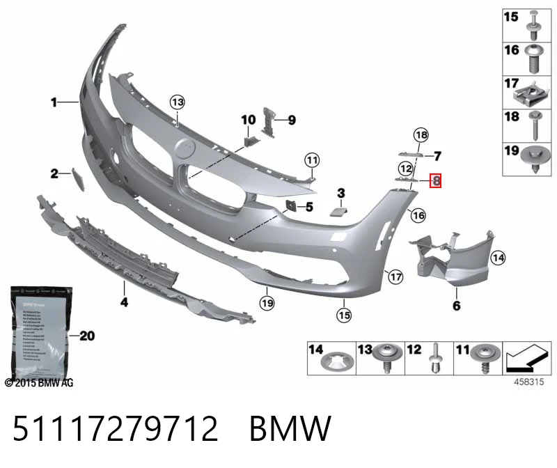 51117279712 BMW Soporte delantero de guardabarros delantero derecho