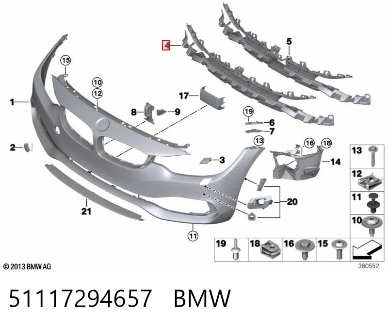 51117294657 BMW Rejilla del parachoques delantero, central