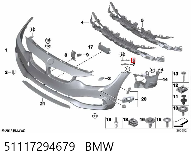 51117294679 BMW Soporte delantero izquierdo para aleta delantera