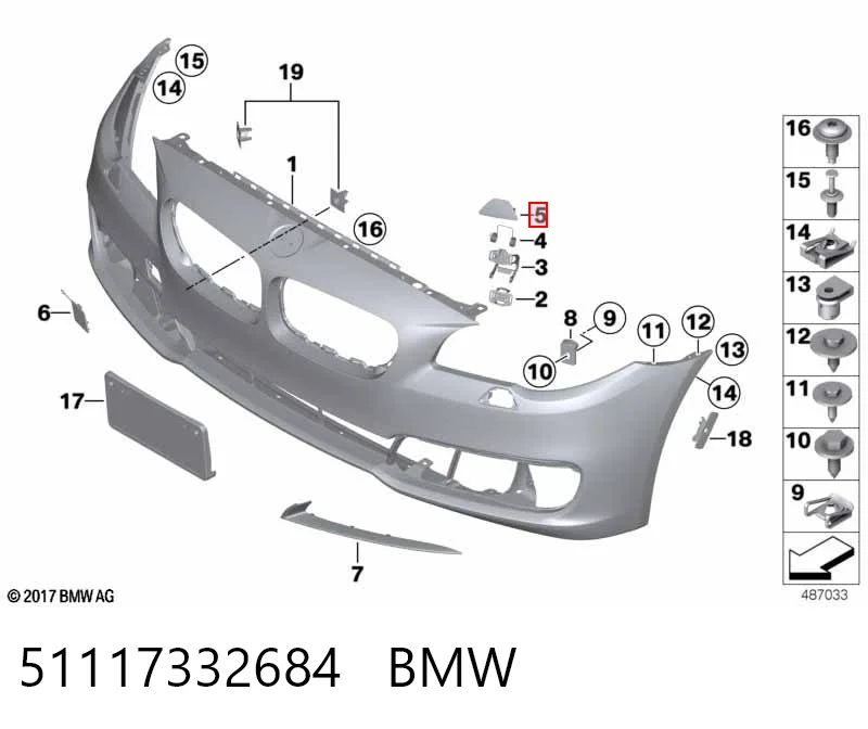 51117332684 BMW Tapa de boquilla lavafaros delantero