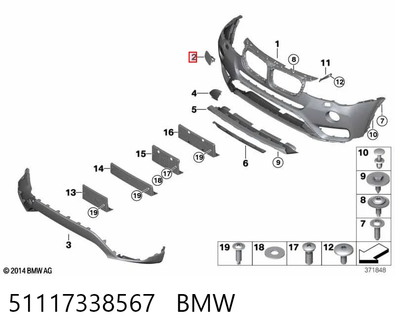 51117338567 BMW Tapa de boquilla lavafaros delantero