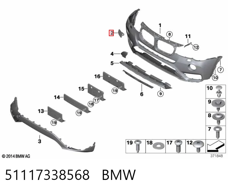 51117338568 BMW Tapa de boquilla lavafaros delantero