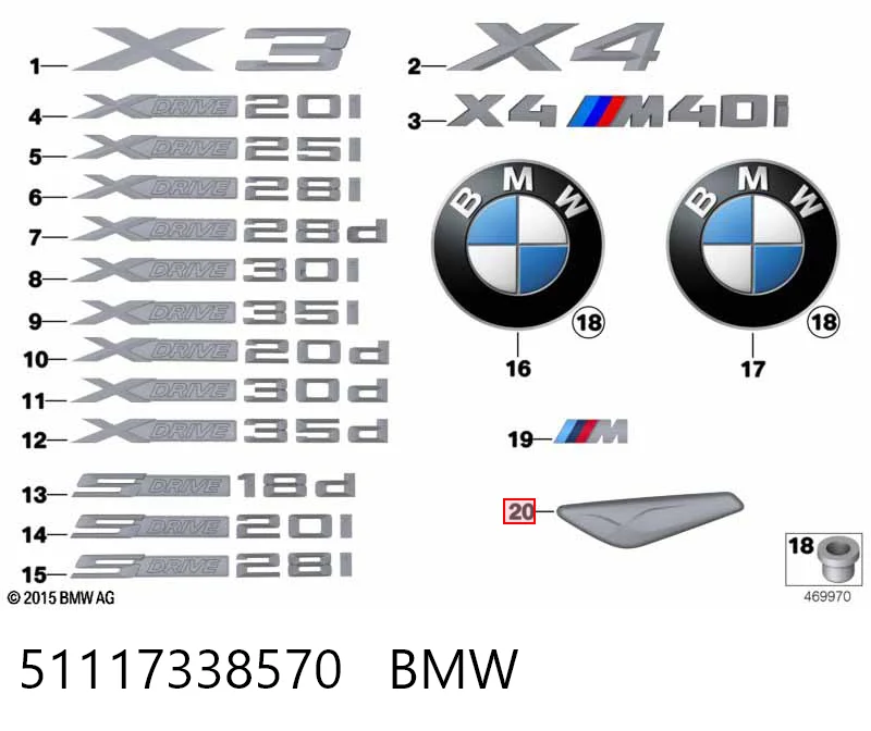 51117338570 BMW Moldura del guardabarros delantero derecho
