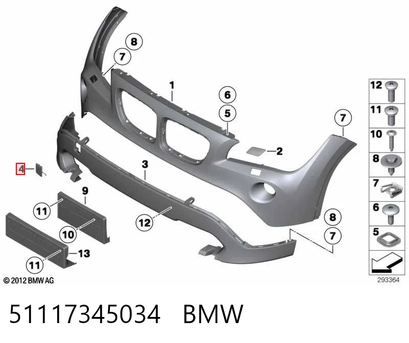 51117345034 BMW Cobertura de parachoques, enganche de remolque, delantera 