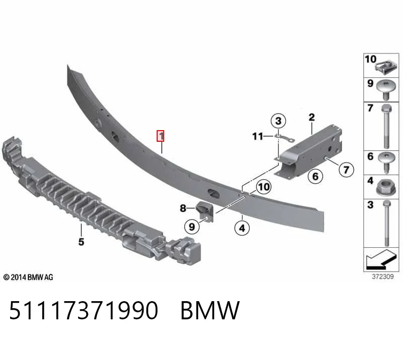 Refuerzo parachoque delantero para BMW X3 F25