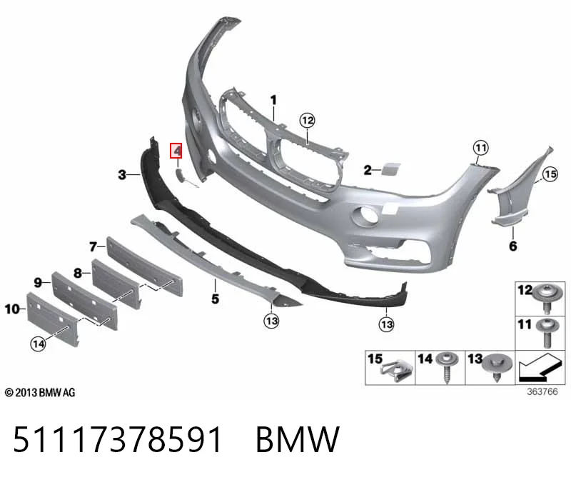 51117378591 BMW Cobertura de parachoques, enganche de remolque, delantera 