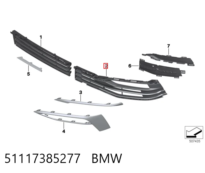 51117385277 BMW Rejilla izquierda del parachoques delantero