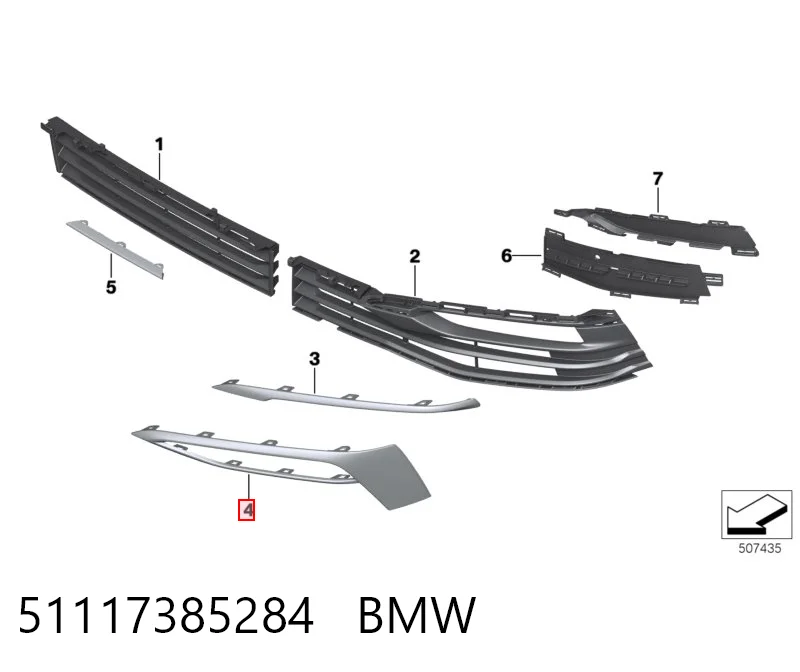 51117385284 BMW Embellecedor de faro antiniebla derecho