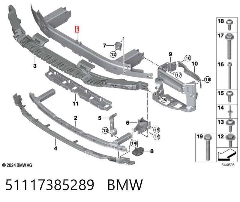 51117385289 BMW Refuerzo parachoque delantero