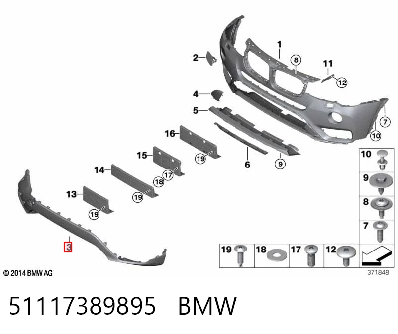 51117389895 BMW Alerón parachoques delantero