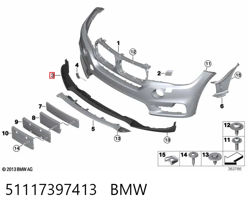 51117397413 BMW Alerón parachoques delantero