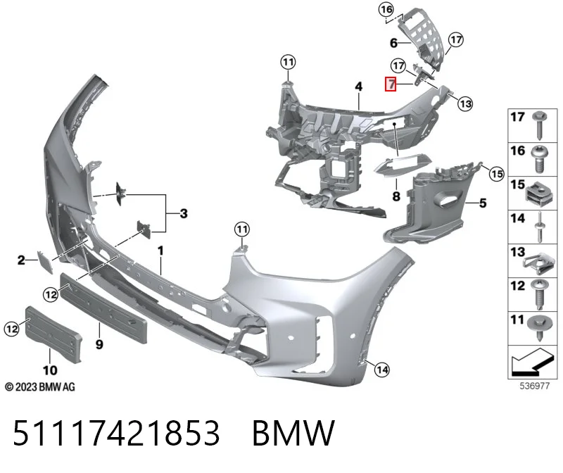 51117421853 BMW Soporte de parachoques delantero izquierdo