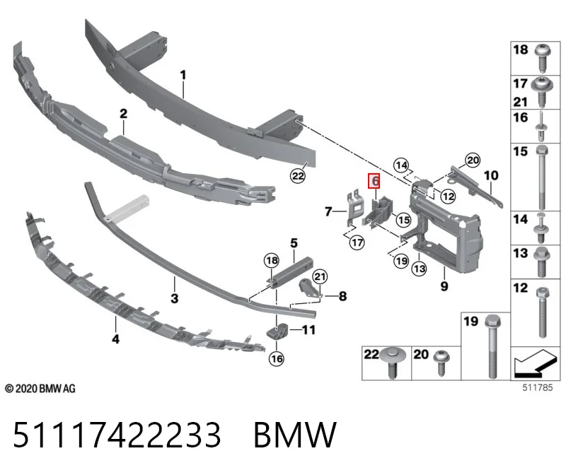 51117422233 BMW Guía del parachoques delantero