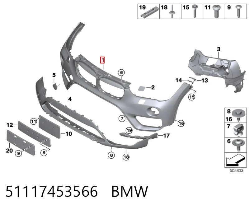 51117453566 BMW Parachoques delantero, parte superior