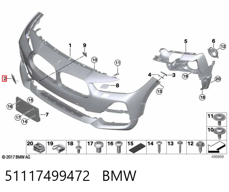 Comprar Tapa del gancho de remolque del parachoques delantero BMW X2 F39 a bajo precio