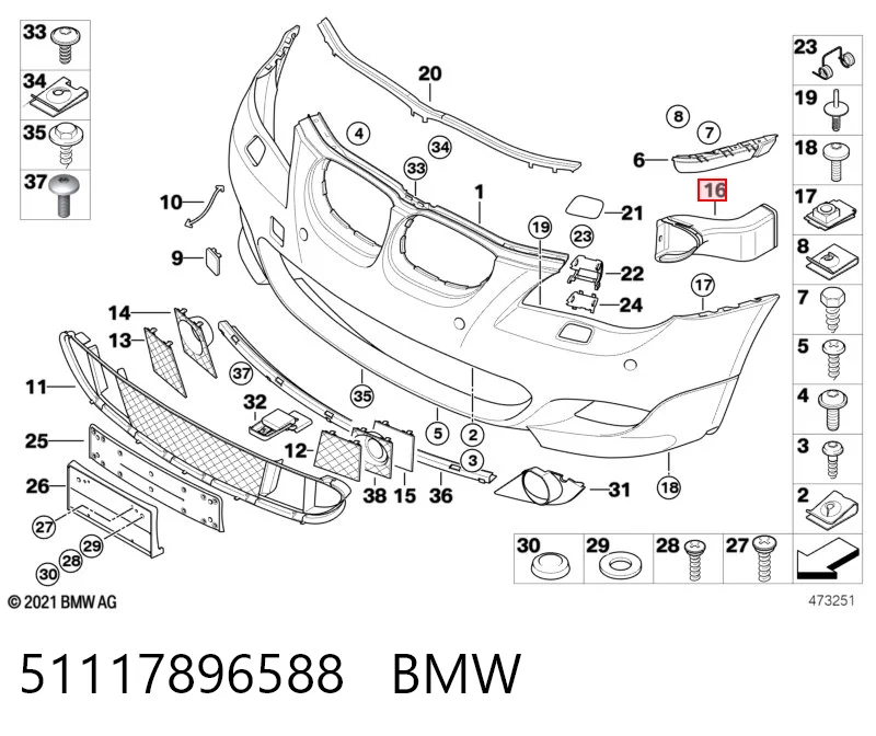 51117896588 BMW Conducto de aire del disco de freno derecho