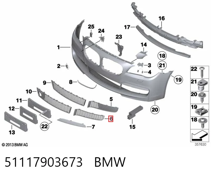 51117903673 BMW Rejilla izquierda del parachoques delantero
