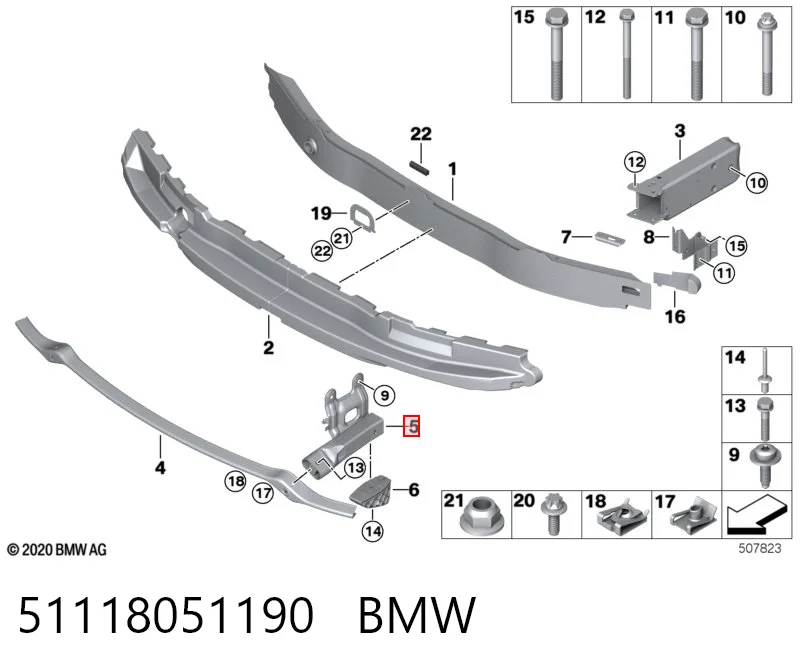 51118051190 BMW Soporte de parachoques delantero derecho