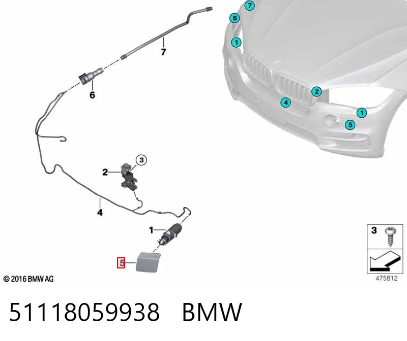 51118059938 BMW Tapa de boquilla lavafaros delantero