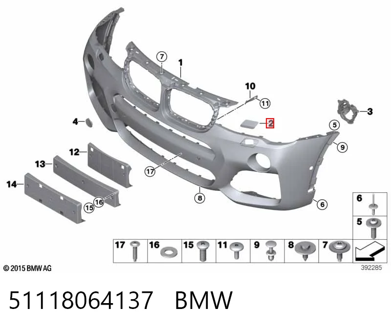 51118064137 BMW Tapa de boquilla lavafaros delantero