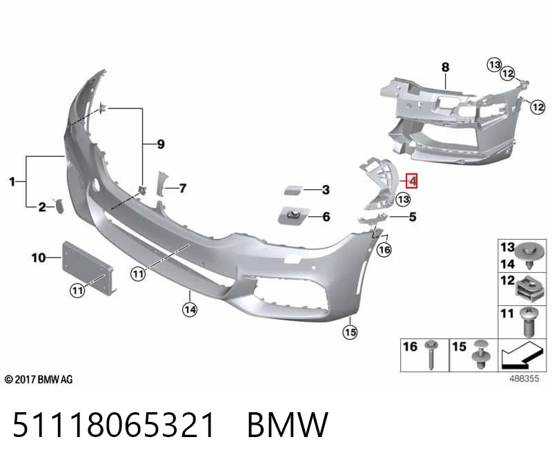 51118065321 BMW Soporte de parachoques delantero izquierdo