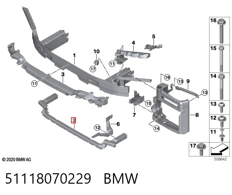 51118070229 BMW Refuerzo parachoque delantero