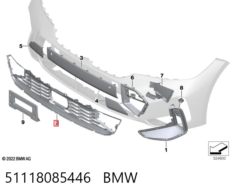 51118085446 BMW Rejilla del parachoques delantero, central