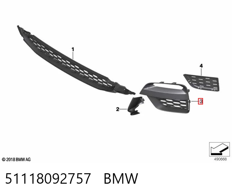 51118092757 BMW Parrilla izquierda del radiador