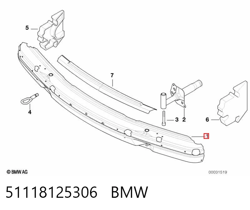 Refuerzo parachoque delantero para BMW 7 E38