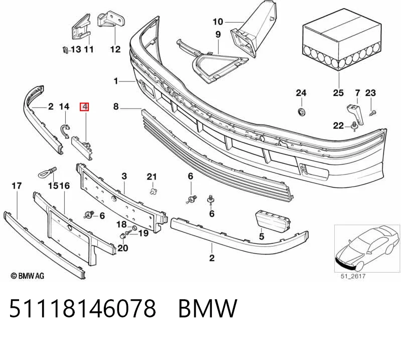 Tapa del enganche de remolcado delantera para BMW 3 E36