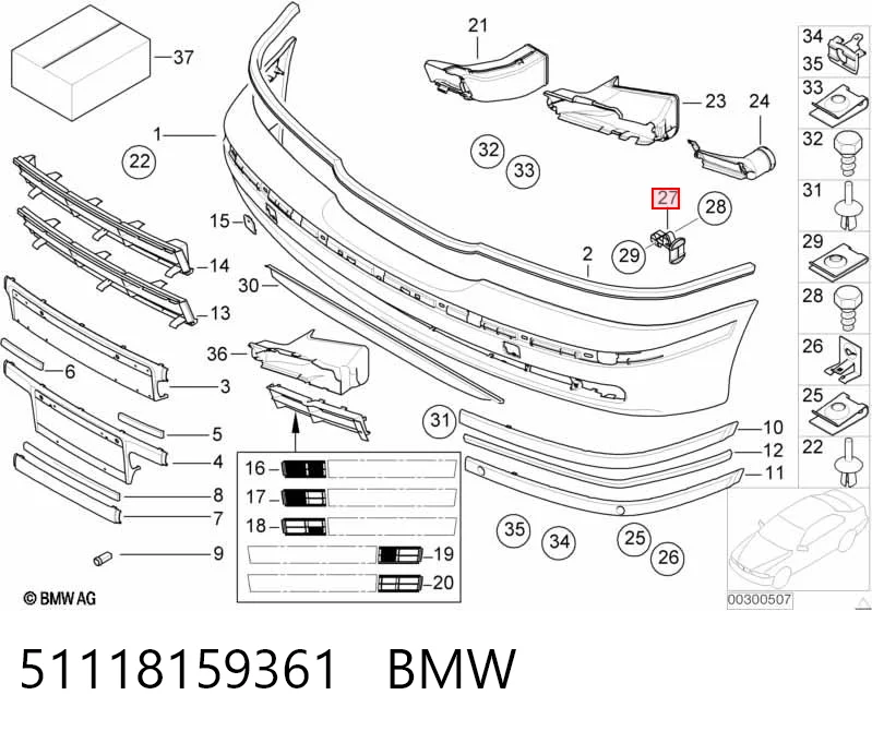 51118159361 BMW Soporte de parachoques delantero izquierdo