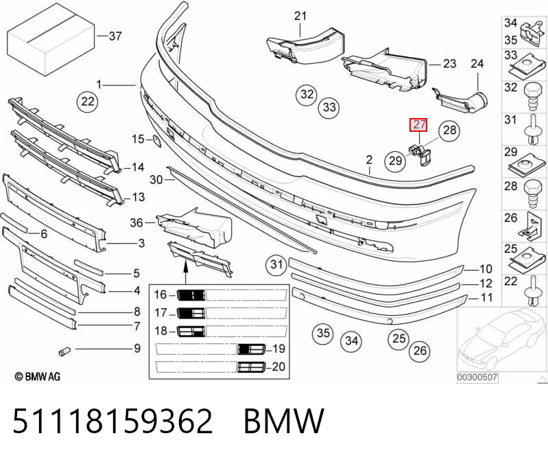 51118159362 BMW Soporte de parachoques delantero derecho