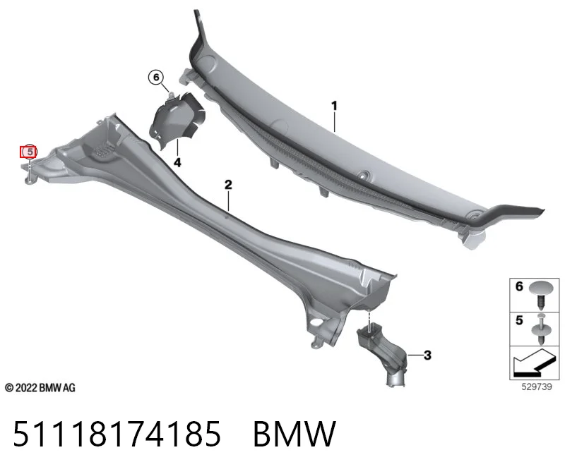 51118174185 BMW Clip de fijación de la rejilla del radiador
