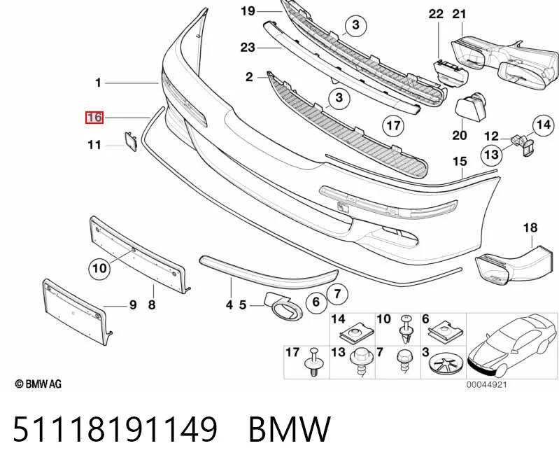 51118191149 BMW Junta del parachoques delantero