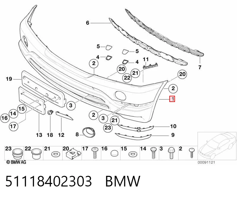 51118402303 BMW Paragolpes delantero