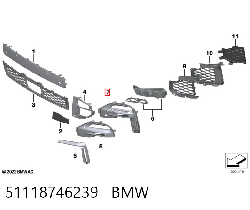 51118746239 BMW Embellecedor de faro antiniebla izquierdo